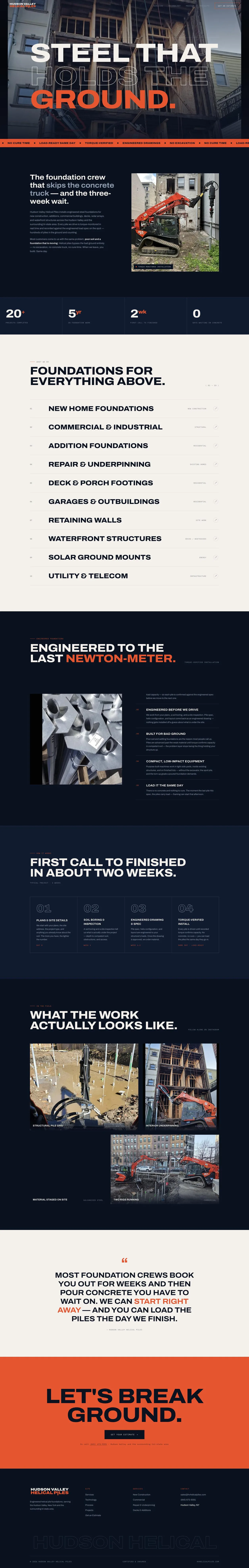HV Helical Piles — full page, hero through footer
